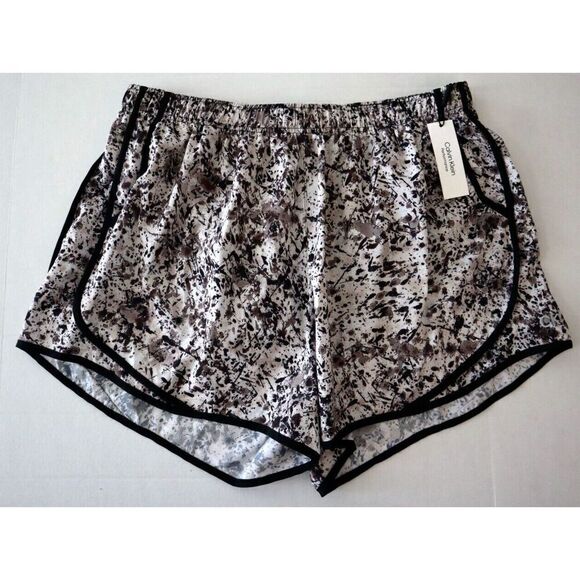 Calvin Klein PF2X8786 Women's Plus Sz 2XL Beige Printed Pull-On Running Shorts - Picture 1 of 9